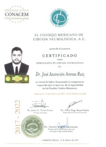 Certificado Cirugía Neurológica por Consejo Mexicano de Neurología